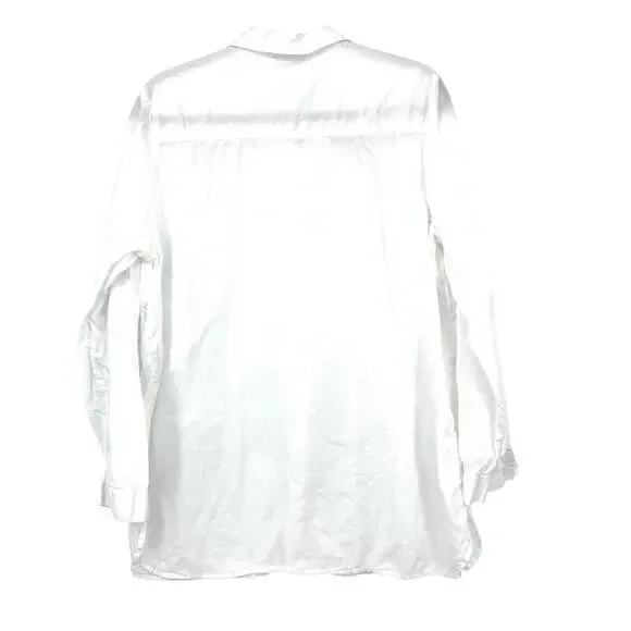 J Jill White Eyelet Embroidered Button Front Blouse Womens Large Cotton Boho Top - Picture 2 of 6